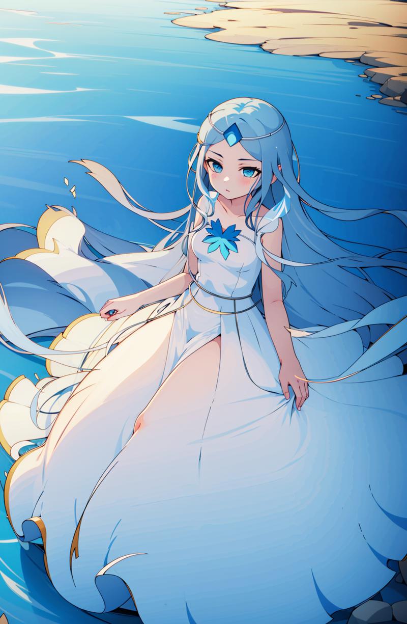 19046-2165497726-Lady of the Lake, 1girl, solo, dress, white dress, looking at viewer, bare shoulders, ,.png